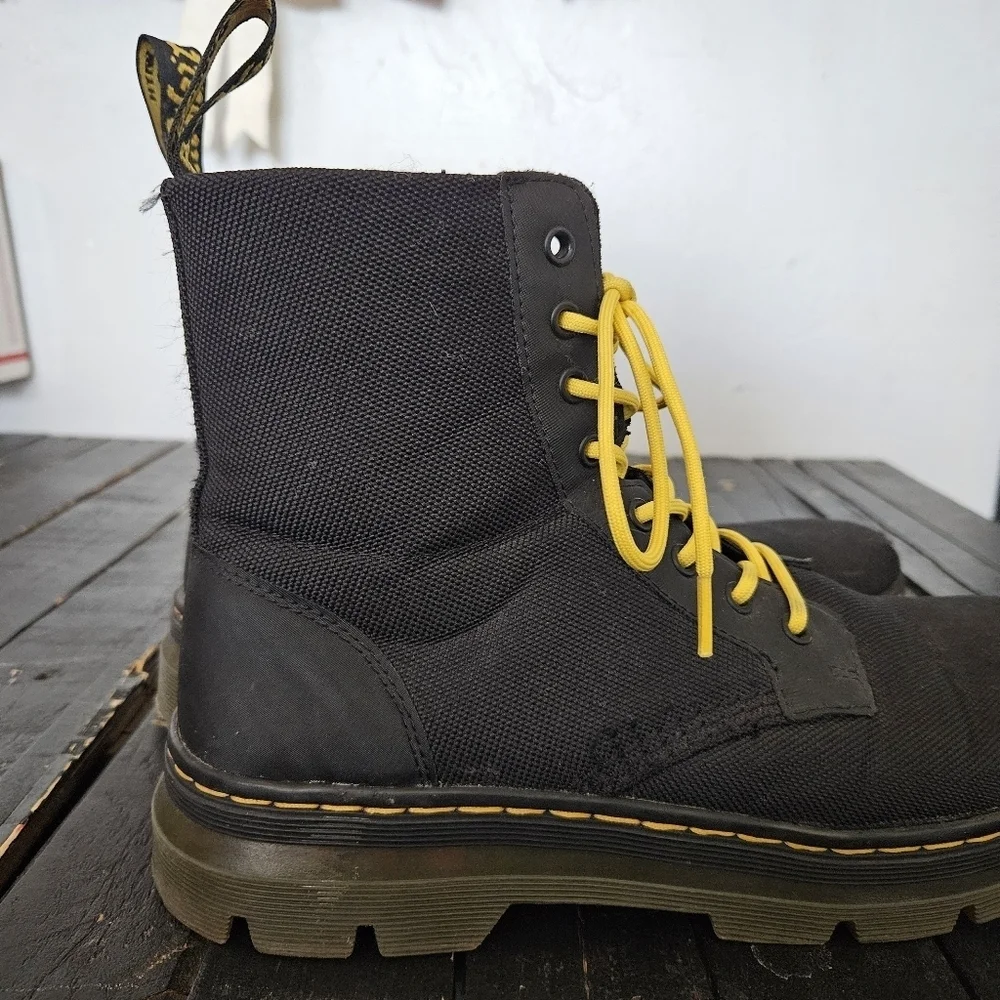 Dr. Martens Men's 11 Black Yellow High-Top Boots Chunky Sole Combat Work Utility